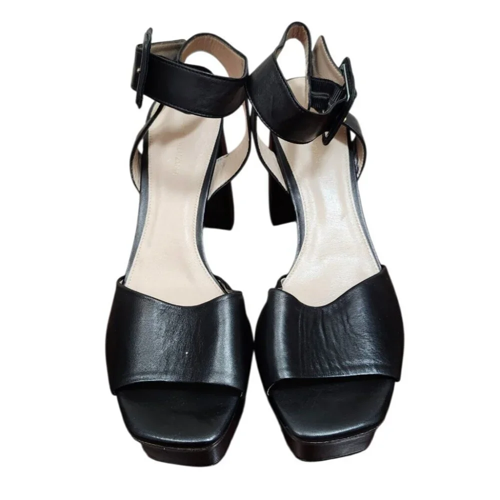 Stuart Weitzman Women's Newdeal Leather Platform Ankle Strap Sandals Size 9 M
